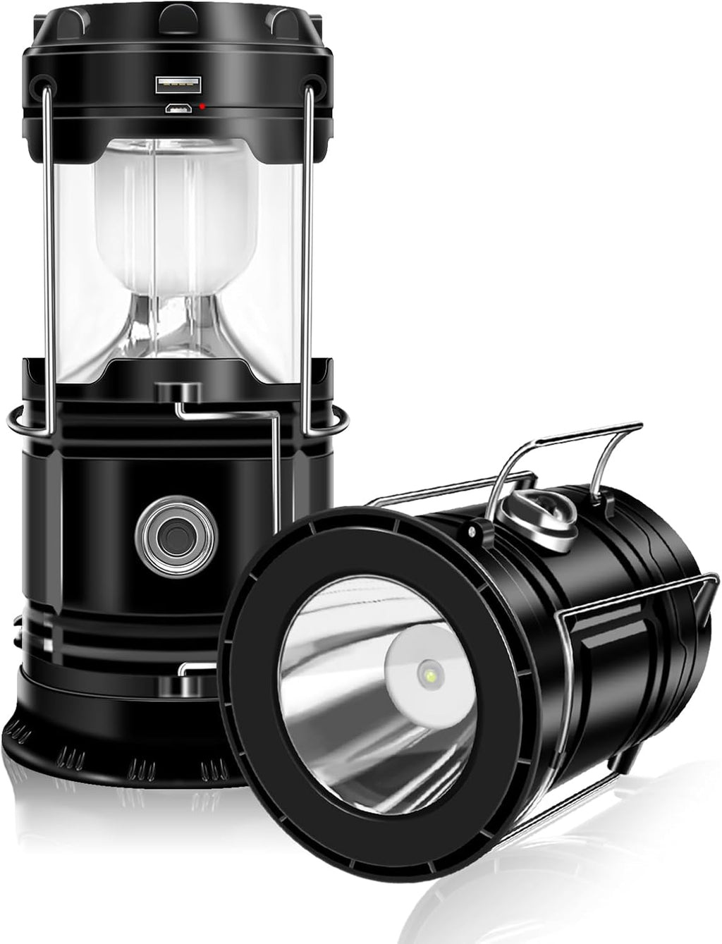 DIBMS 2-Pack Solar Camping Lantern, Collapsible Flashlight Emergency Lights