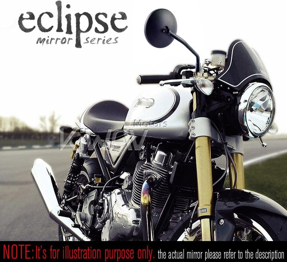 KiWAV Eclipse Black Motorcycle Rear View Mirrors Aluminum E-mark compatible for M10 Metric Motorcycle
