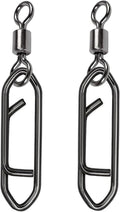 QISHUO Stainless Steel Fishing Swivels Lure Tackle Clips Snap Swivels Strength Barrel Saltwater Swivel Fishing Rolling Black Nickel