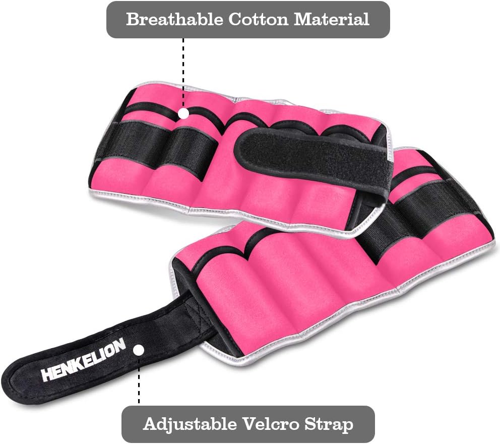 Henkelion 1 Pair 2 3 5 10 Lbs Adjustable Ankle Weights for Women Men Kids, Strength Training Wrist and Ankle Weights Sets for Gym, Fitness Workout, Running, Lifting - Black Grey Pink Blue Purple
