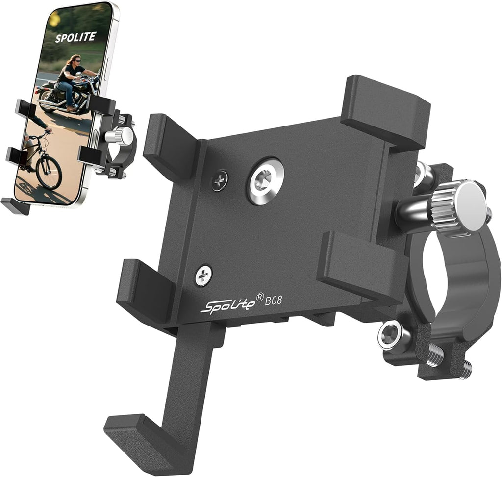 Aluminum Phone Holder for Bike–Universal Bike Cell Phone Holder Fits All Phones 4-7",Waterproof & Shockproof Motorcycle Phone Mount,360° Rotation Bicycle Phone Mount for E-Bike,Scooter,ATV