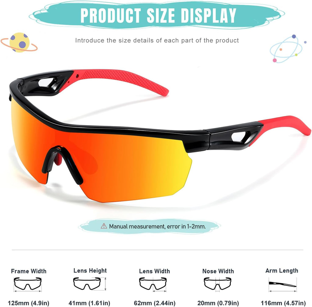 Kids Sunglasses Polarized Baseball Glasses for Boys Girls 3-12