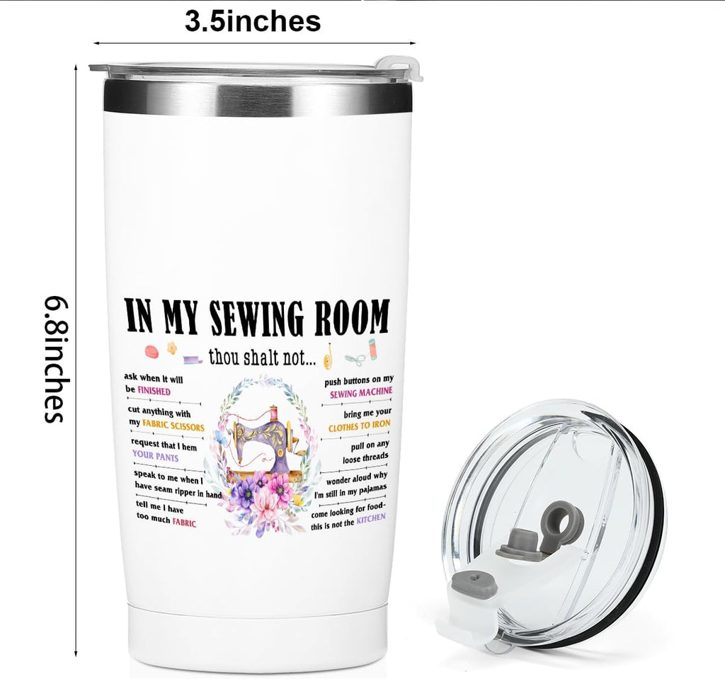 Funny Sewing Lovers Gifts Tumbler, 20 oz Stainless Steel Coffee Mug，Travel Cup，Insulated Cup with Lid for Car, Novelty Quilting Gifts for Women Girlfriend Mother Wife Grandma Christmas Birthday