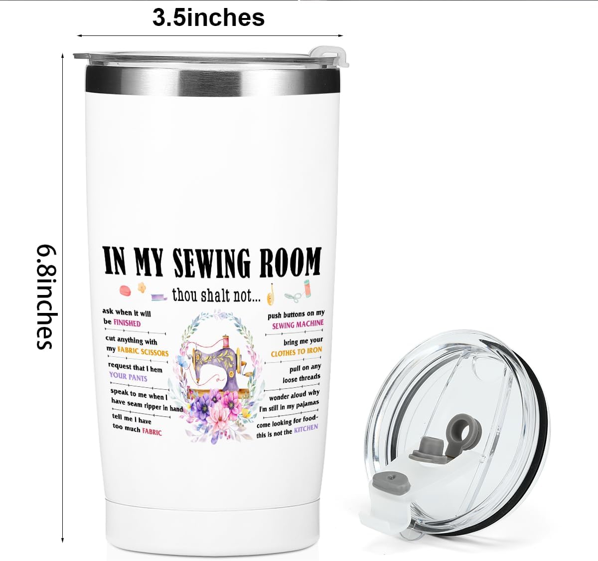 Funny Sewing Lovers Gifts Tumbler, 20 oz Stainless Steel Coffee Mug，Travel Cup，Insulated Cup with Lid for Car, Novelty Quilting Gifts for Women Girlfriend Mother Wife Grandma Christmas Birthday