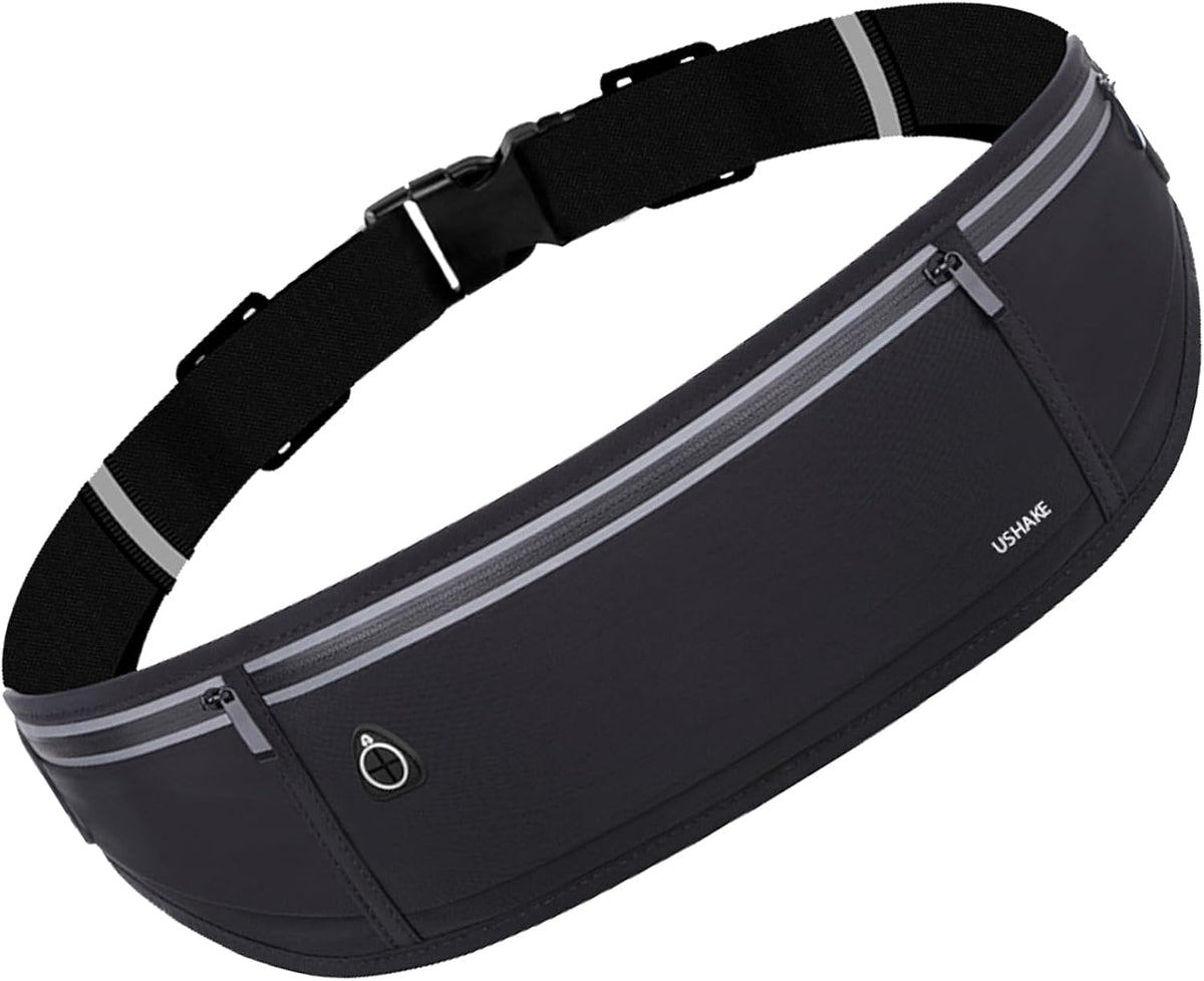USHAKE Slim Running Belt, Bounce Free Fanny Pack Phone Holder