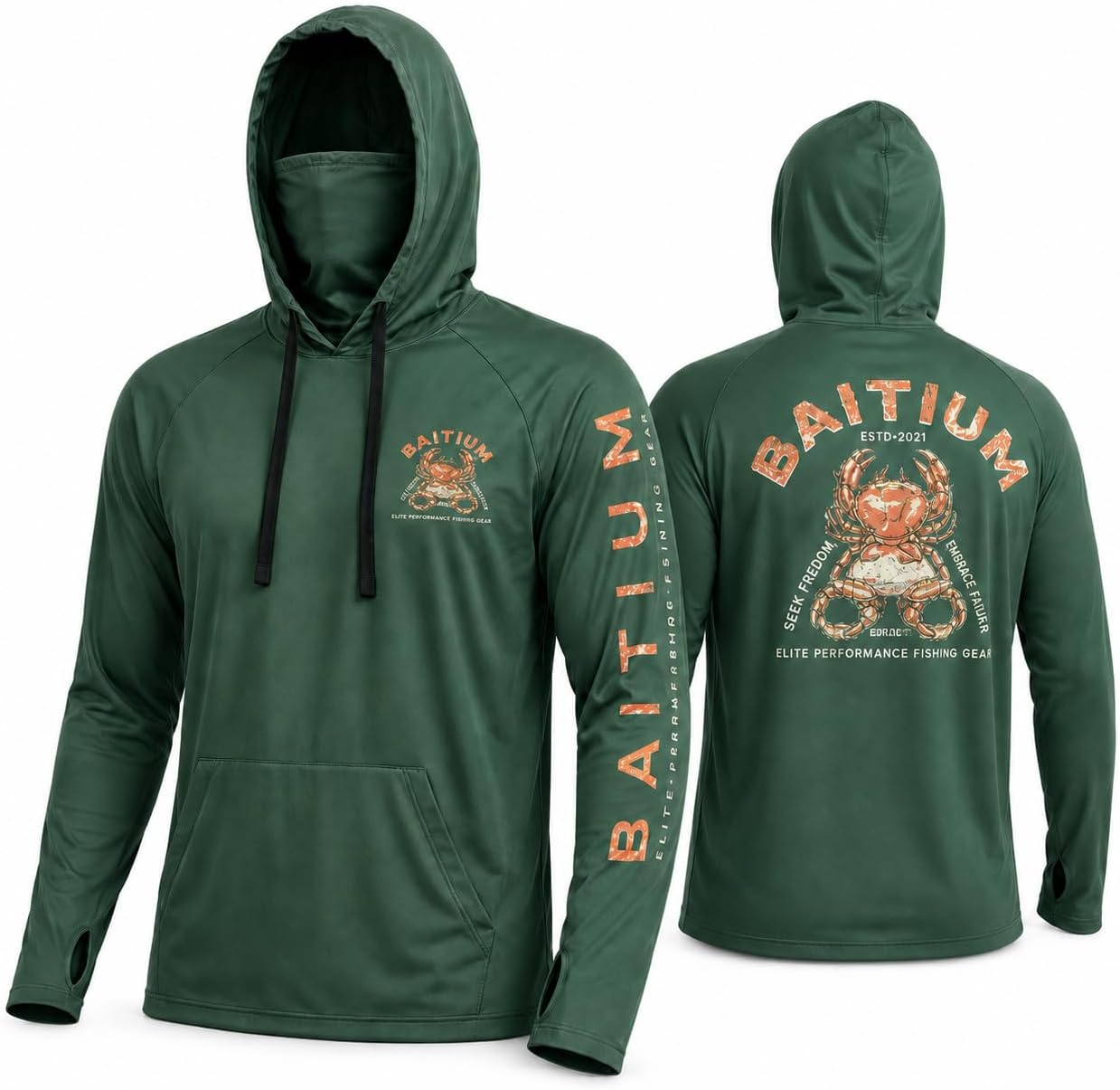 Fishing Shirts for Men,UPF50 Hooded Long Sleeve with Gaiter, Sun Protection Dry Fit Apparel, Face Mask, Fishing Clothes
