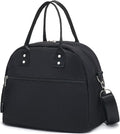 FlowFly Insulated Lunch Bag With Shoulder Strap for Women, Men, and Kids, Large and Reusable, Handle, Freezable Work and School Travel Tote and Meal Prep Organizer (Black)