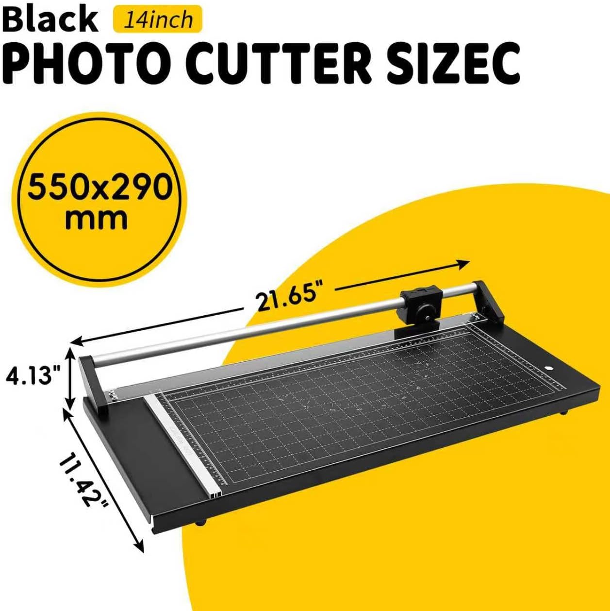 14 Inch Rolling Cutter Precision Rotary Paper Trimmer,Manual Heavy Duty Professional Rolling Trimmer for Photo Paper,Film,Art Paper Jam,Office Paper,Thin Plastic Soft Board,PVC,Cutting Table