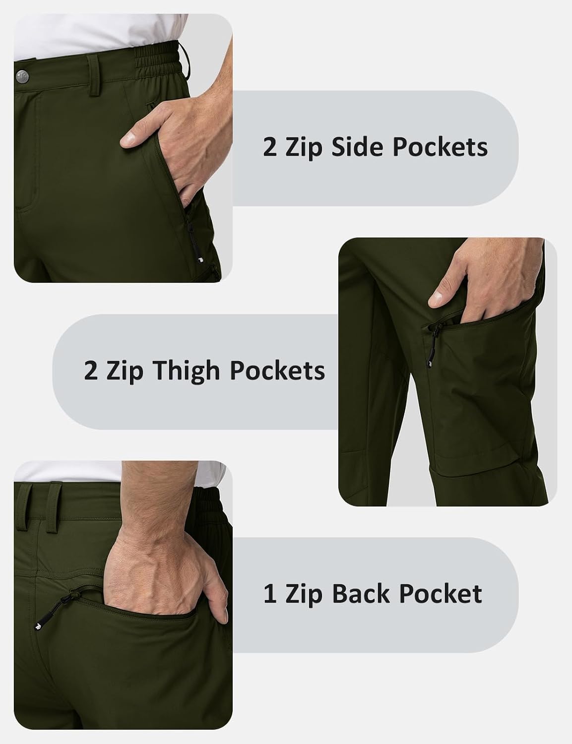 TBMPOY Mens Hiking Pants Lightweight Water Resistant Travel Outdoor Fishing