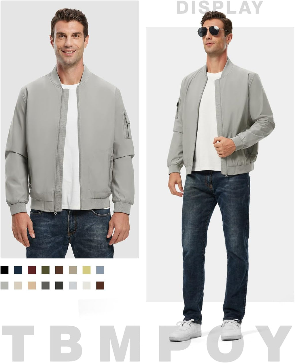 TBMPOY Men's Lightweight Jackets Casual Dress Golf Bomber Windbreaker Fall
