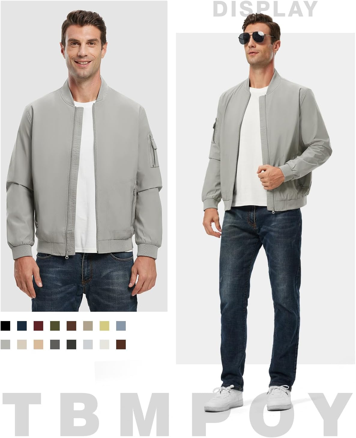 TBMPOY Men's Lightweight Jackets Casual Dress Golf Bomber Windbreaker Fall