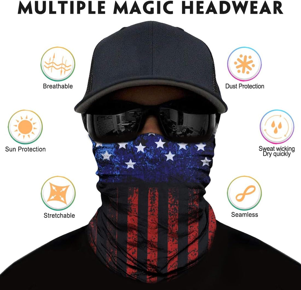 Neck Gaiter for Men Women Headwear Bandana Head Wrap Face Scarf Mask Cover Warmer Balaclava-Seamless & Versatile
