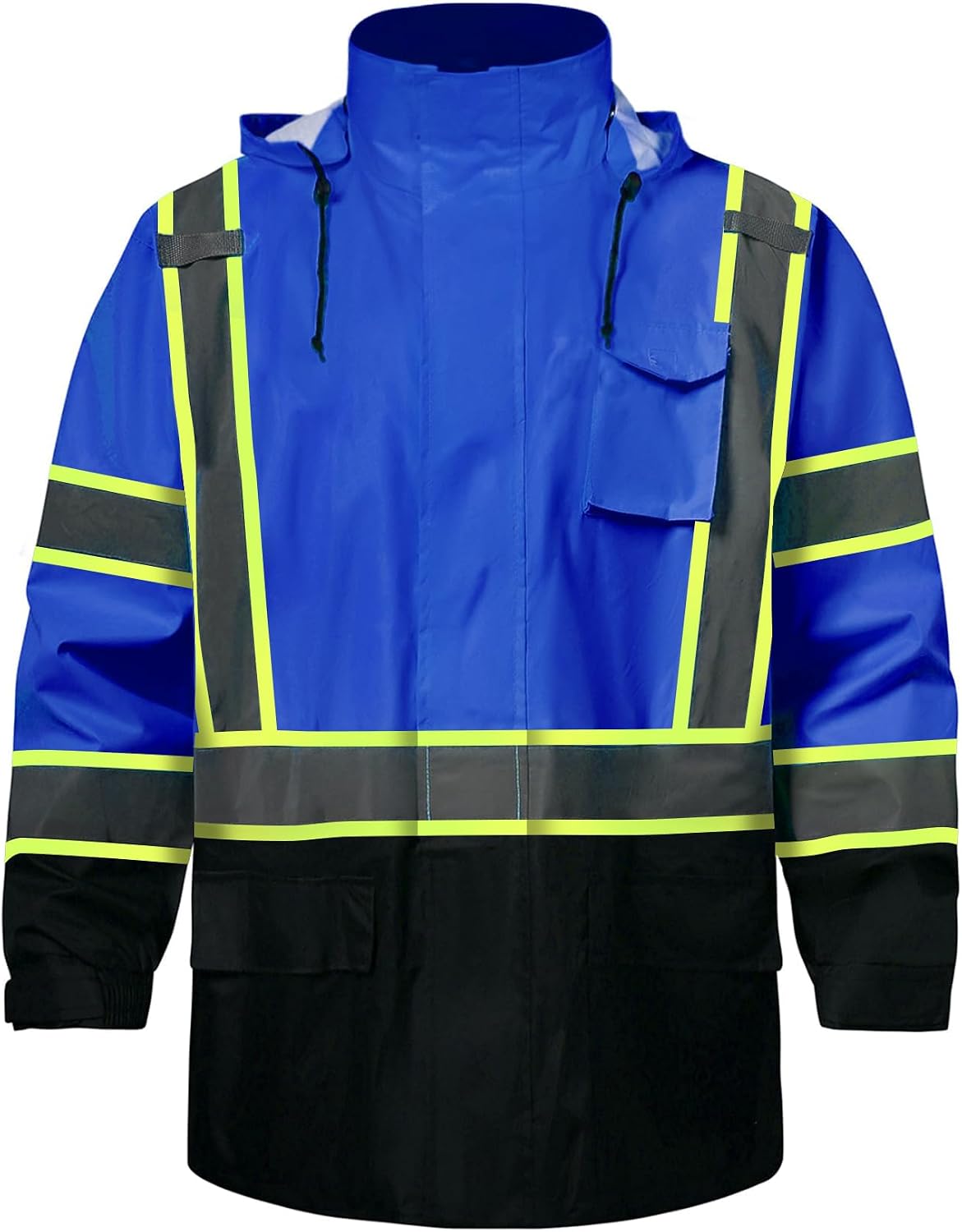 SKSAFETY Hi Vis Safety Rain Jacket for Men, Construction Work Rain Gear Heavy Duty Class 3 Rain Coat Waterproof Lightweight