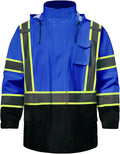 SKSAFETY Hi Vis Safety Rain Jacket for Men, Construction Work Rain Gear Heavy Duty Class 3 Rain Coat Waterproof Lightweight