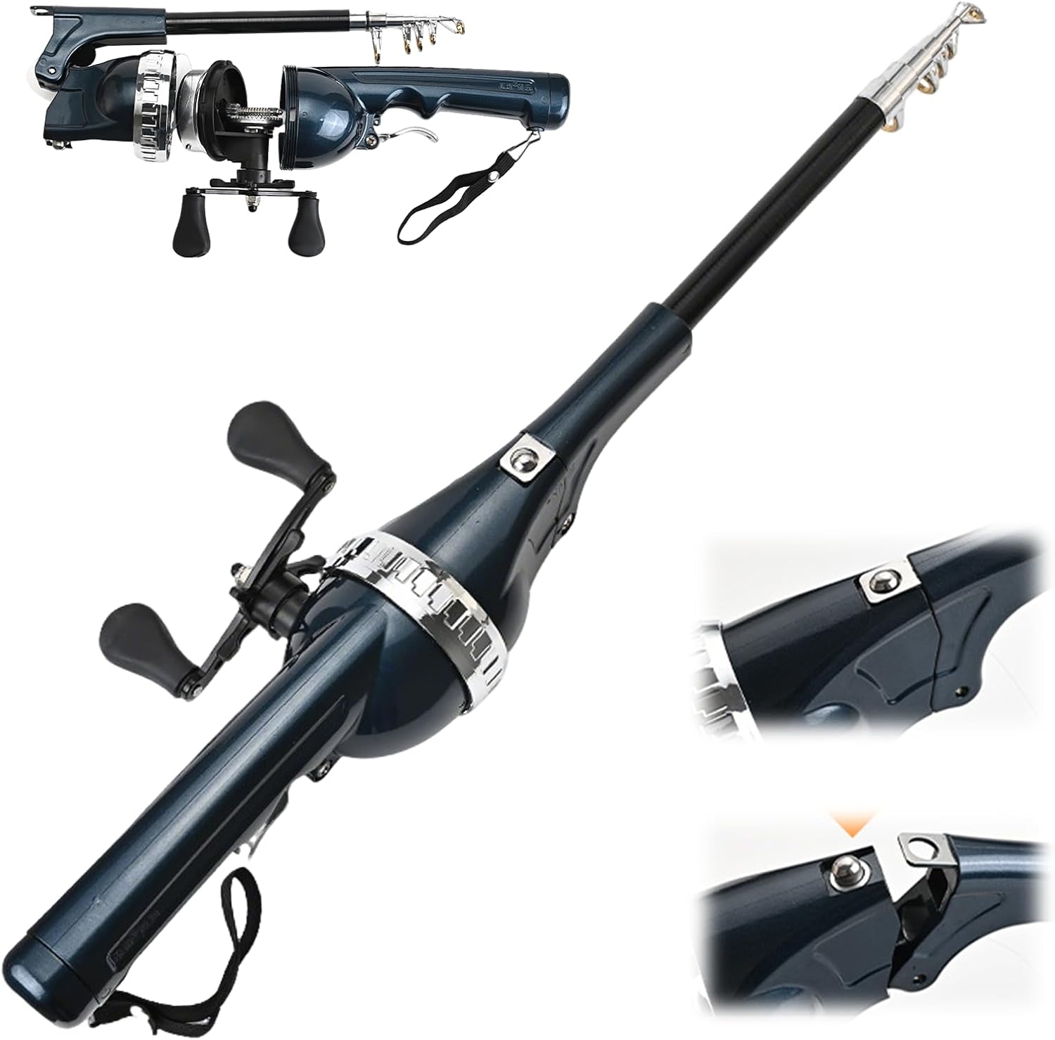 Foldable Fishing Rod, 2025 New Easy Fish Collapsible Folding Pole, Pocket Telescopic Fishing Rod with Reel Combo, Rod and Wheel Integrated