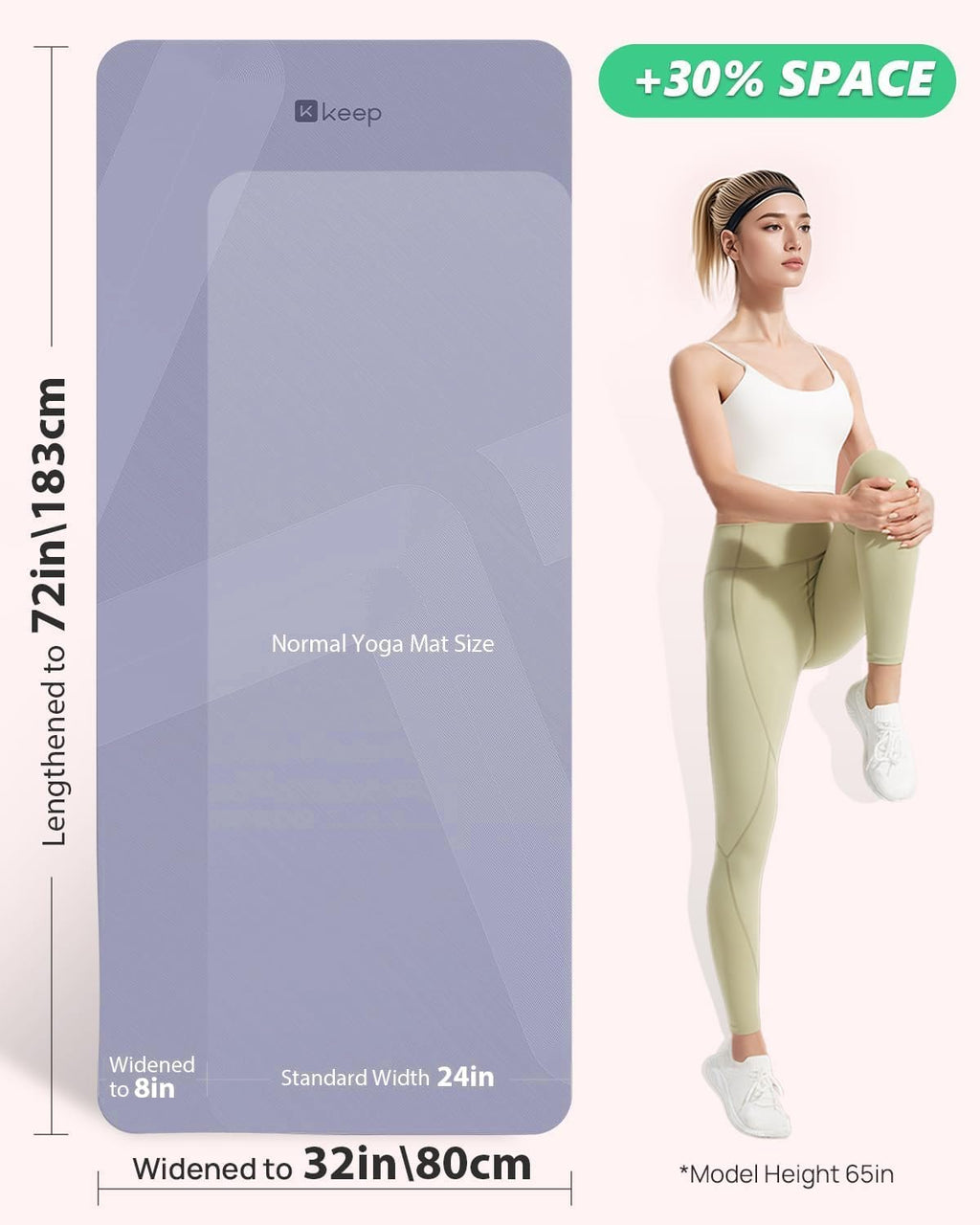 KEEP Extra Wide Yoga Mat, 7mm Thick 72" x 32" Exercise Mat