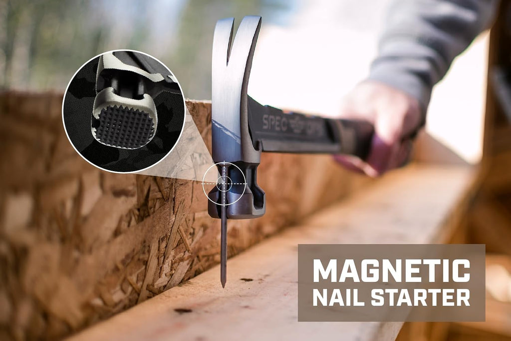 Spec Ops Tools Framing Hammer for Carpentry & Demolition, Magnetic Nail Holder, Rip Claw, Soft Mallet Cap, Milled Face with Mallet Cap 28 Oz