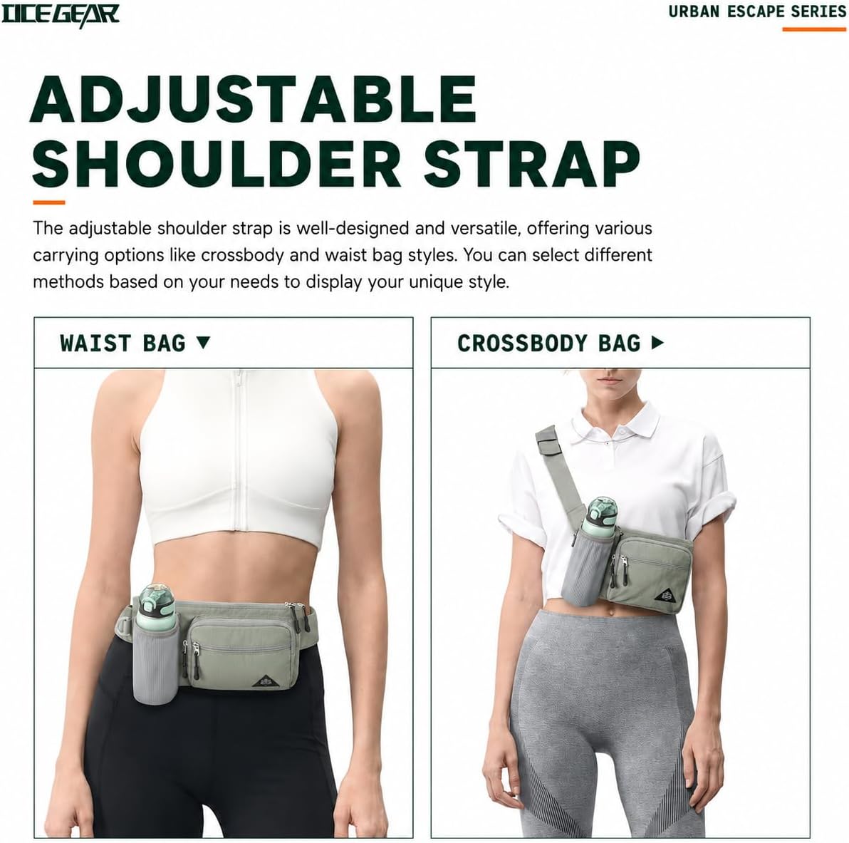 Fanny Pack with Water Bottle Holder for Men Women Waist Bag Running Waist Pack Waterproof for Outdoor Travel Cycling Climbing Walking Fit All Phones (Bottle Not Included) (Mint Green)