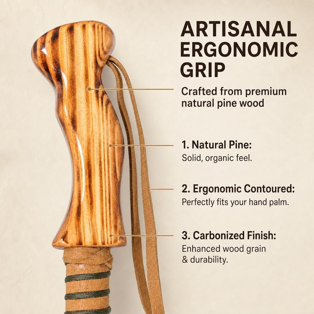 FOREST PILOT 3pc Detachable Walking Stick Pine Handle 55 Inches