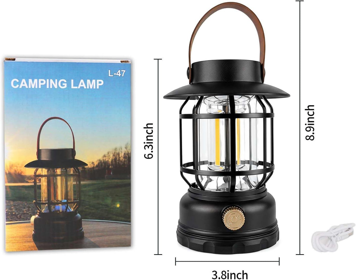 Rechargeable Camping Lights, 2-in-1 Solar Lanterns Outdoor Waterproof with Flashlight Mode, Collapsible Portable LED Camping Lantern for Camping Tent Hurricanes Power Outages Storm Indoor Outdoor