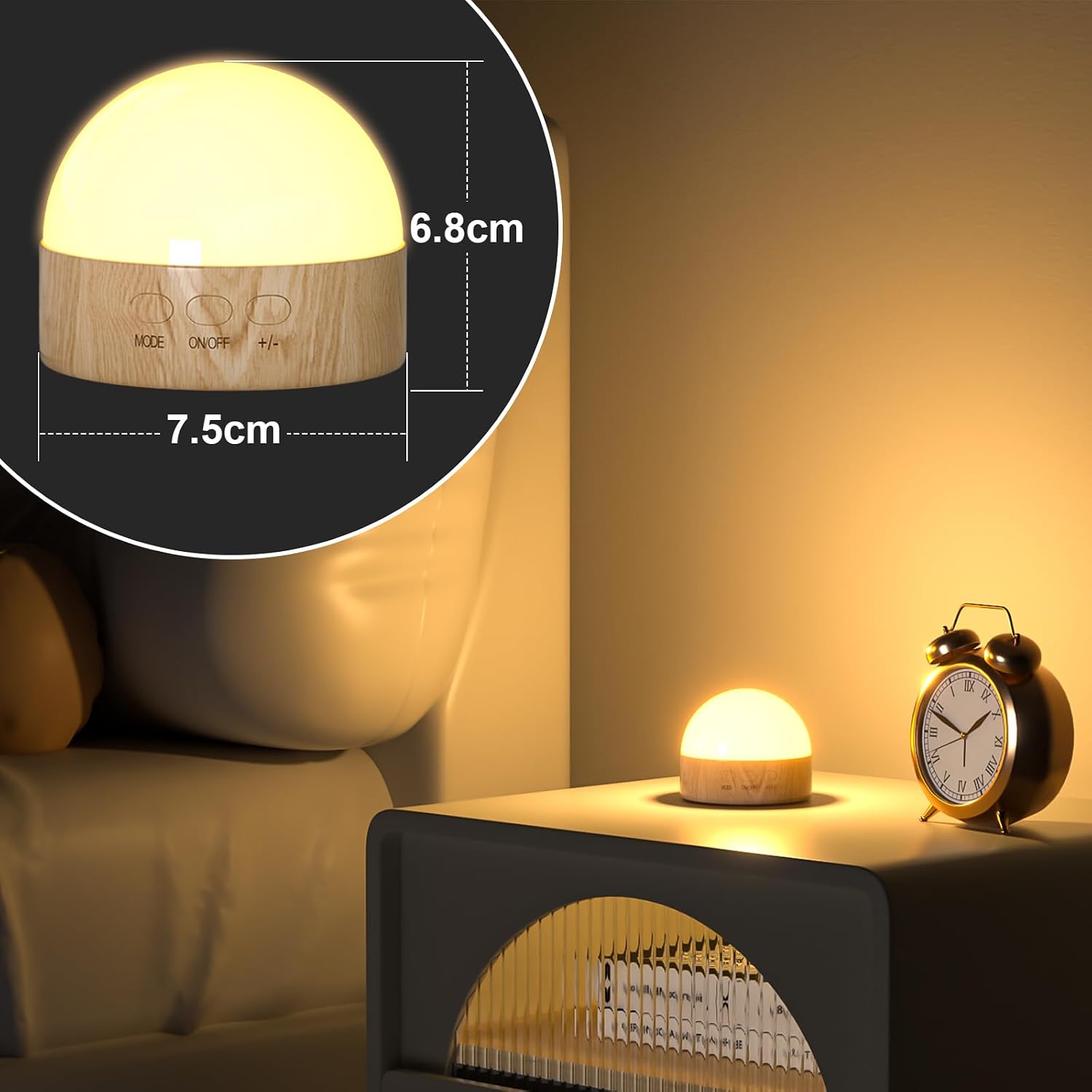 Kintion Portable Night Light, Rechargeable Dimmable 8 Color Lighting (1pcs)