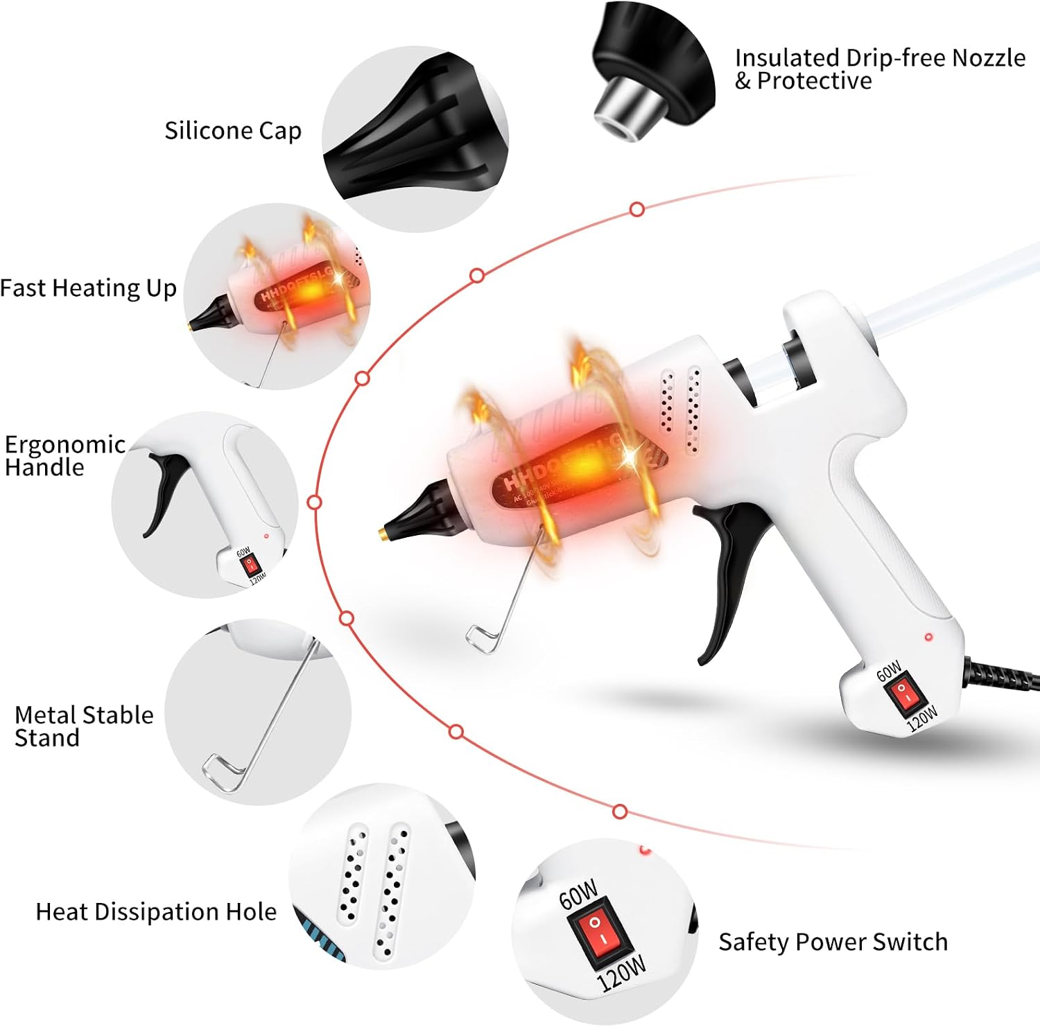 Hot Glue Gun Kit with 30 Sticks, 60/120W Full Size Dual Power Glue Gun