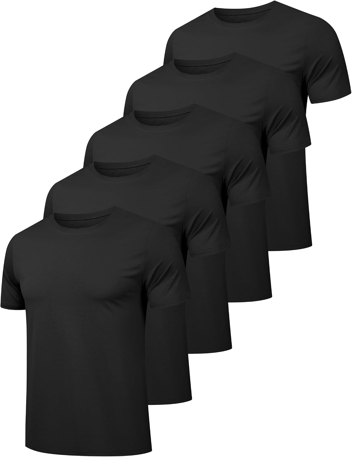 OYGSieg 5 Pack Men’s Quick Dry T-Shirts Short Sleeve Crew Neck Workout Tops