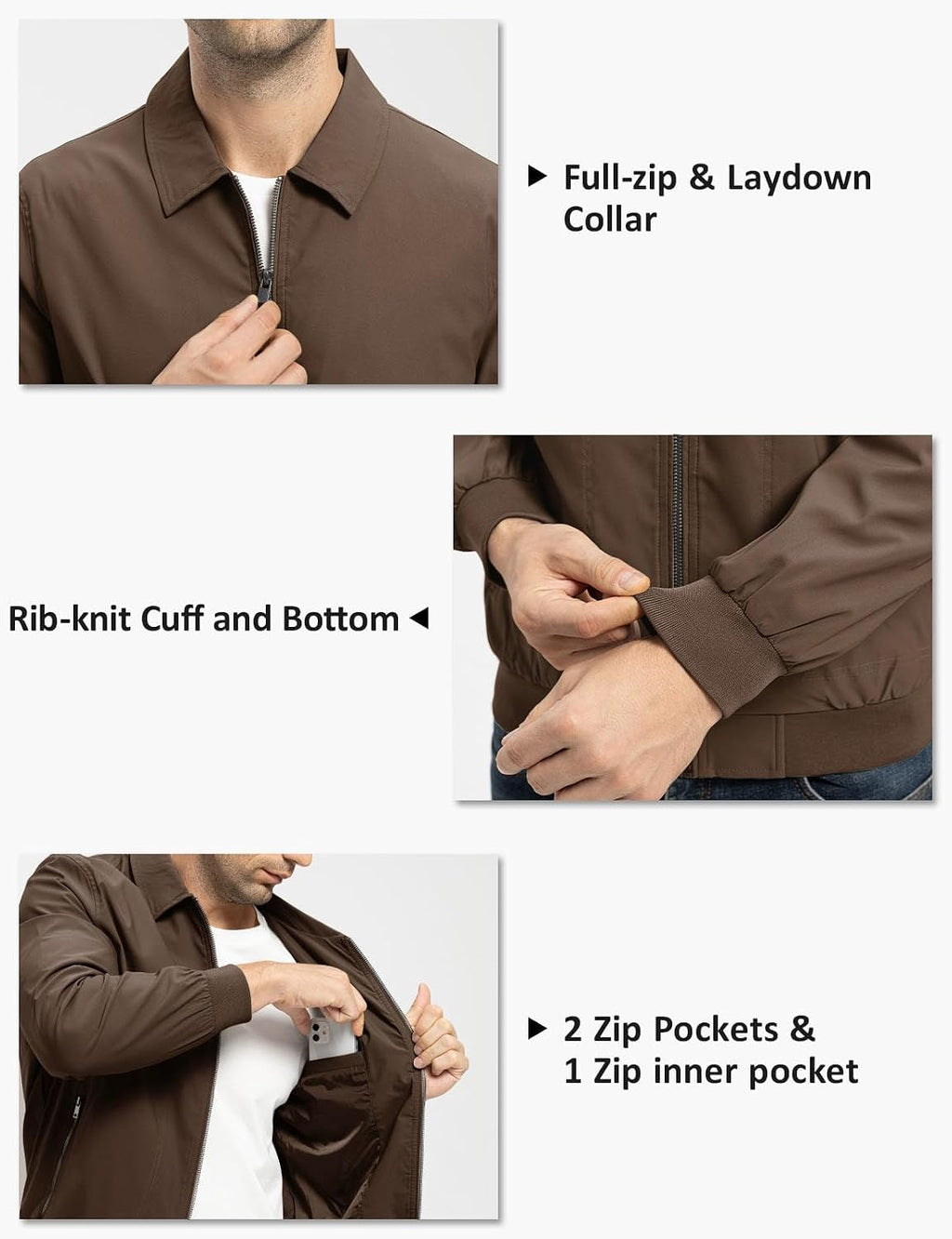 TBMPOY Mens Lightweight Jackets Casual Stylish Windbreakers for Men Light Track Jacket Laydown Collar Fall Golf Coats
