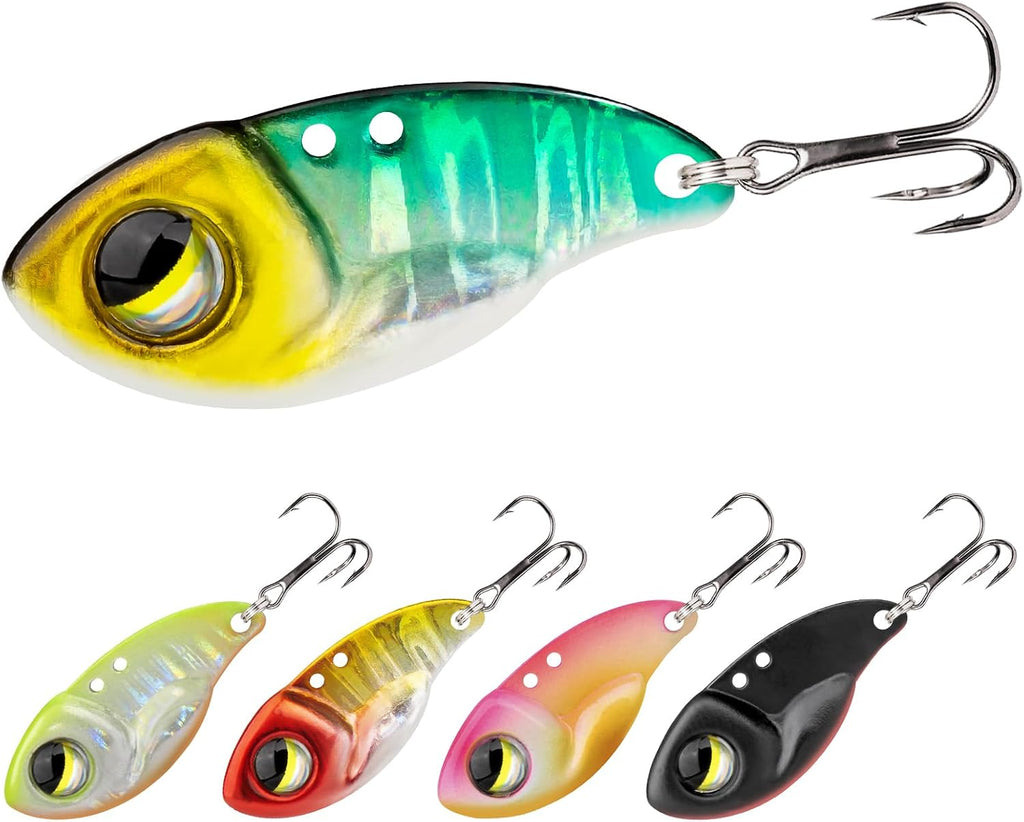 TRUSCEND Vibespinner Easy Catch Fishing Lures with BKK Hooks, Dual-Blade Spinner Baits with Double Water Disturbance and Reflective for More Bites, Blade Bait & Spoon Lure for Bass Trout Crappie Pike