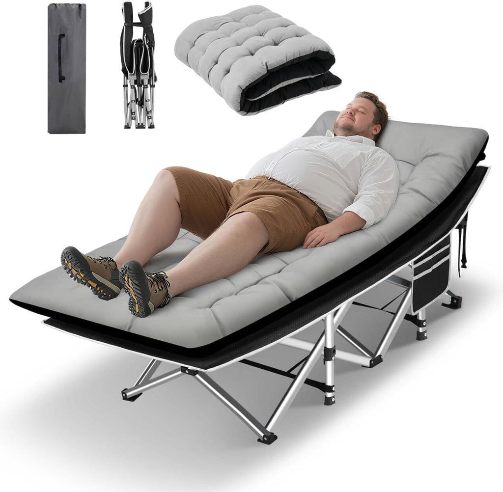 HABUTWAY Camping Cots for Adults, 600lbs Capacity, Folding Camping Cot with Mattress, Sleeping Cots for Adults with Carry Bags for Travel,Beach,Patio,Home Office,Nap Time