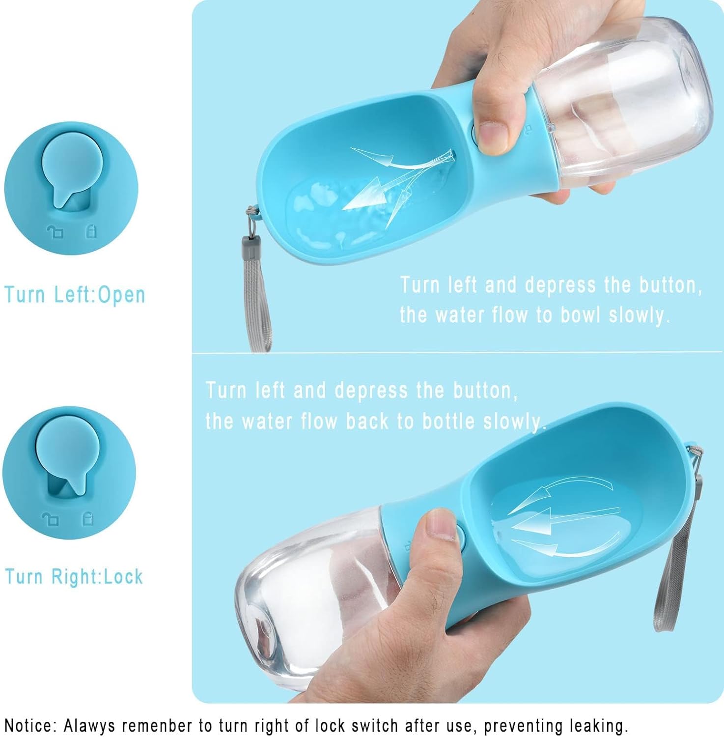 Cibaabo Dog Water Bottle Portable with Food Container & Filter for Travel