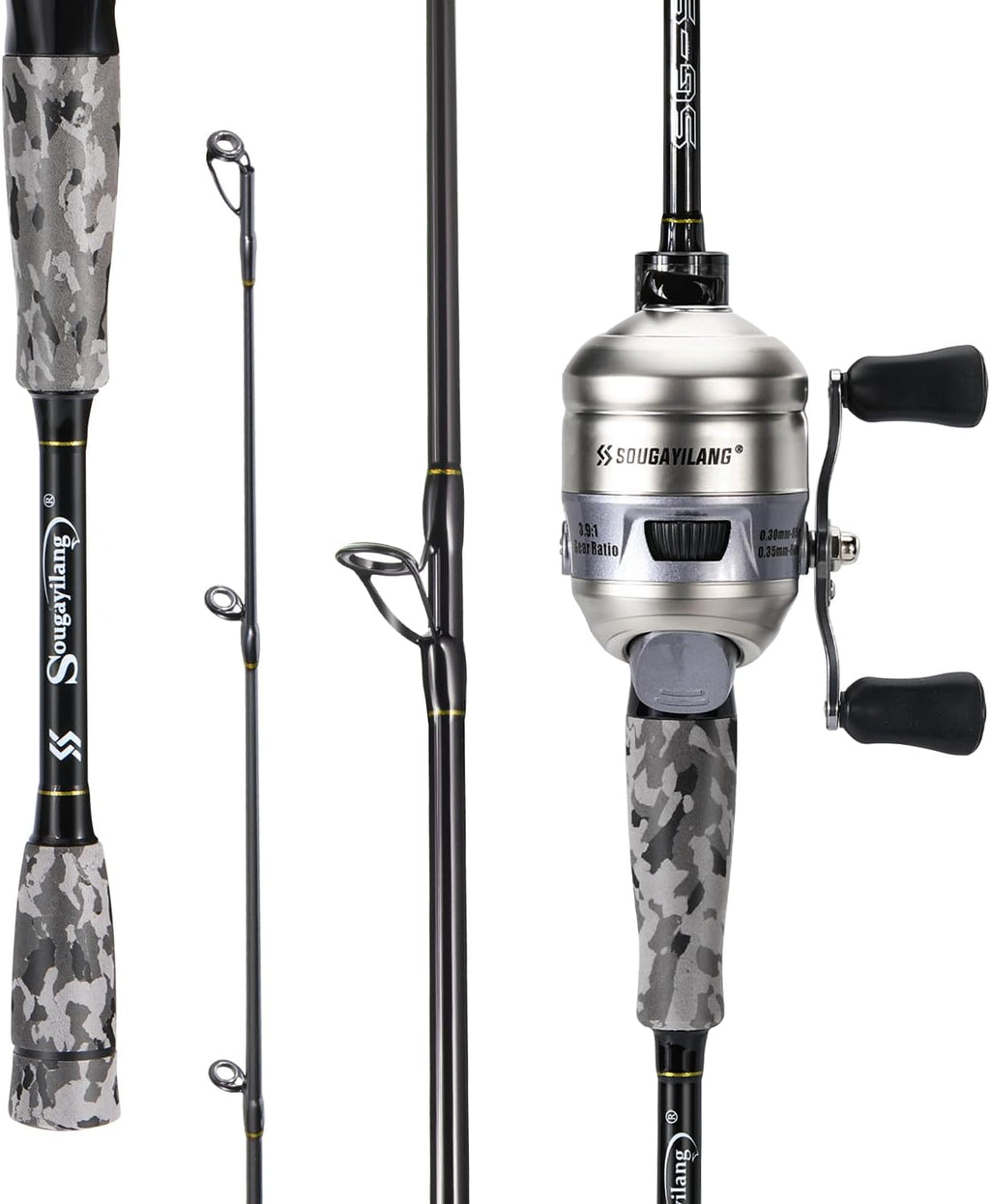 Sougayilang Spincast Reel and Fishing Rod Combo, 5-Foot 9-Inch Durable Carbon Rod, Quickset Anti-Reverse Fishing Reel with Mono Line