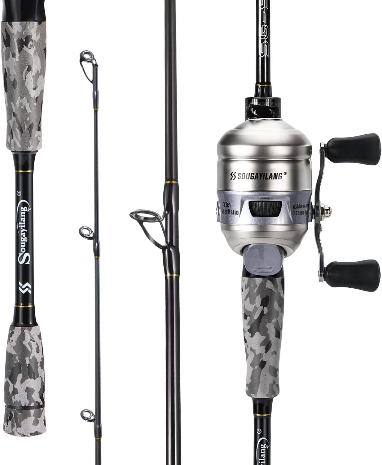 Sougayilang Spincast Reel and Fishing Rod Combo, 5-Foot 9-Inch Durable Carbon Rod, Quickset Anti-Reverse Fishing Reel with Mono Line
