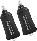 WILDREEDS 250ml Soft Flask, TPU Collapsible Soft Water Bottle for Hydration Pack, Running Vest, Folding Water Bottle for Hiking Cycling Climbing-2Pcs, Black