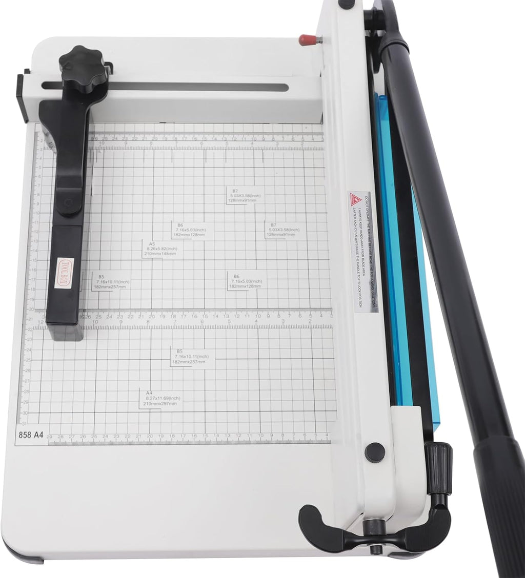12" Guillotine Paper Cutter Heavy Duty Paper Cutter with Safety Lock Precision Paper Trimmers for 400 Sheets A4 B4 A5 B6 B7 Papers Slicer for Office School
