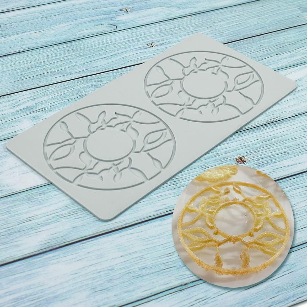Hollow Leaf Silicone Molds Lover Heart Chocolate Molds Geometry 3D Silicone Mould Chocolate Candy Leaf Mold Sugar Craft Cake Decoration Cupcake Top (Q_Sun_10*5.24 * 0.12inch)