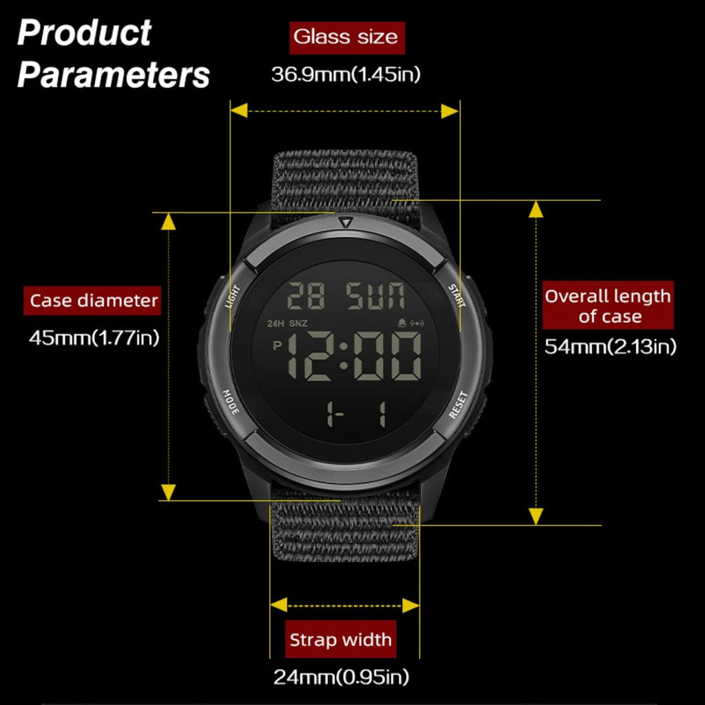 Digital Watch for Men Tactical Military Waterproof Sports Wristwatch Nylon