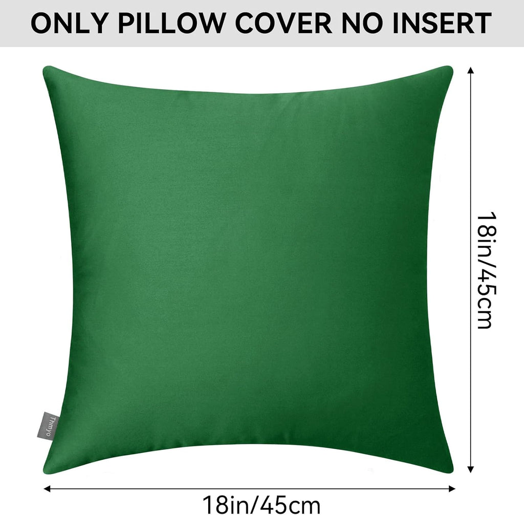 Thmyo 4-Pack 100% Cotton Comfortable Solid Decorative Throw Pillow Case Square Cushion Cover Pillowcases St Patricks Day DIY Throw Pillow Covers for Sofa(18x18 inch/ 45x45cm,Christmas Green)