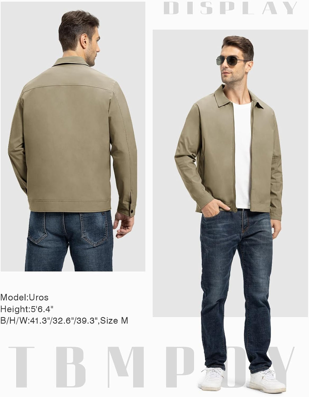 TBMPOY Mens Lightweight Jackets Light Windbreaker Full Zip Casual Work Jacket Golf Business Fall Track Coat with Pockets