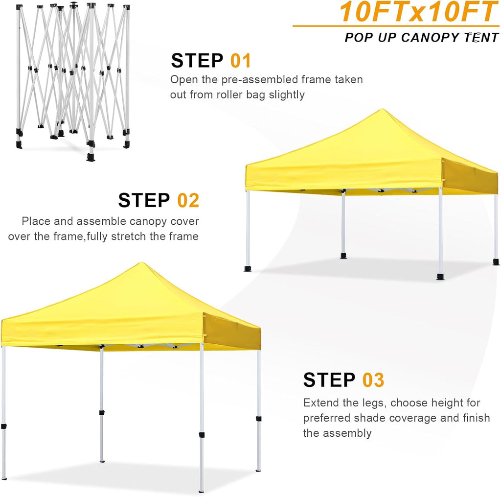 HLong 10x10 Heavy Duty Pop-Up Canopy, Yellow