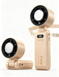 Handheld Portable Turbo Fan with Ice Cooler, Speed (1-199) 5500mAh Rechargeable Personal Fan,[20H Cooling Time] Mini Yet Powerful [20000 RPM] Small Pocket Fans for Travel/Outdoor/Home/, Gold Pink