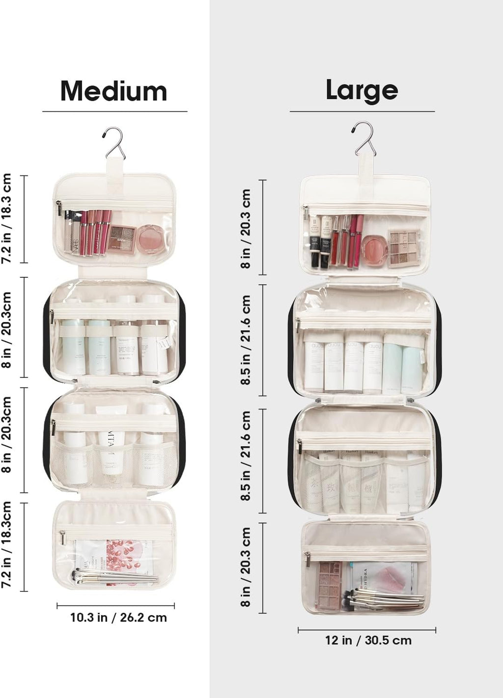 Narwey Hanging Toiletry Bag for Women, Travel Makeup Cosmetic Organizer Bag