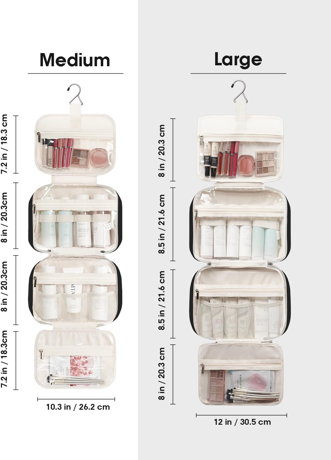 Narwey Hanging Toiletry Bag for Women, Travel Makeup Cosmetic Organizer Bag