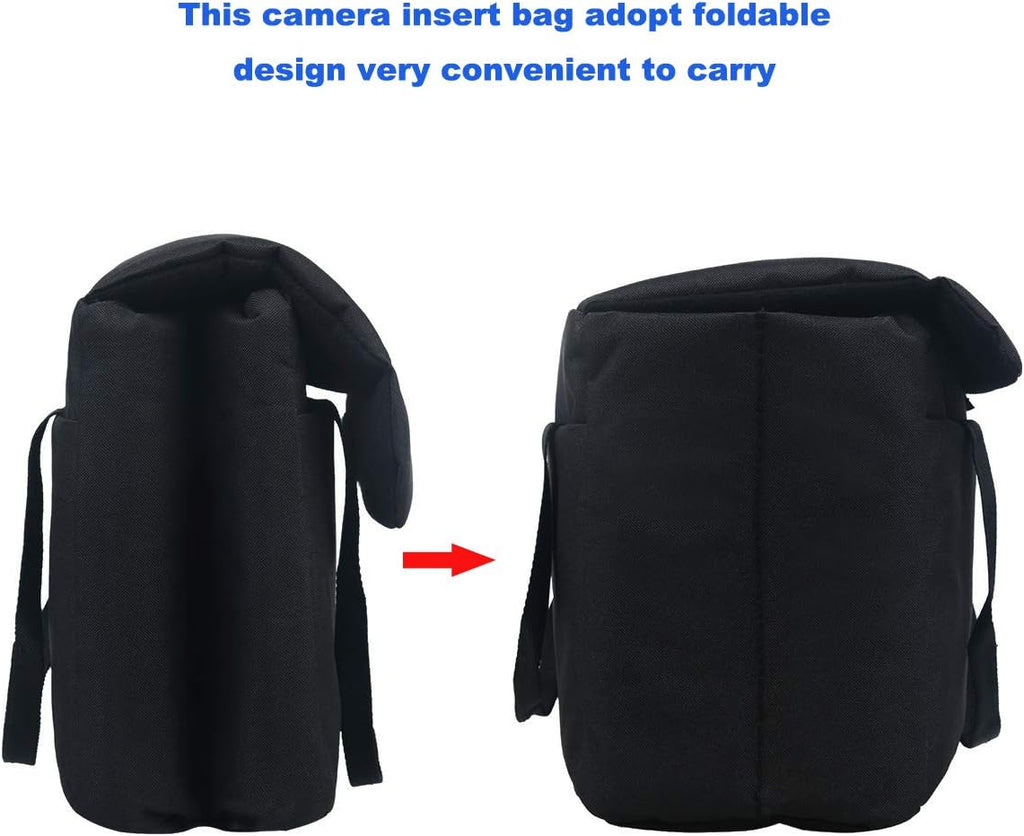 Camera Inserts Lens Padded Insert Liner DSLR SLR Protective Bag Camera Cube Roomy Case Waterproof Foldable pouch for Camera Lens Accessories Sony Canon Nikon Olympus (Black)