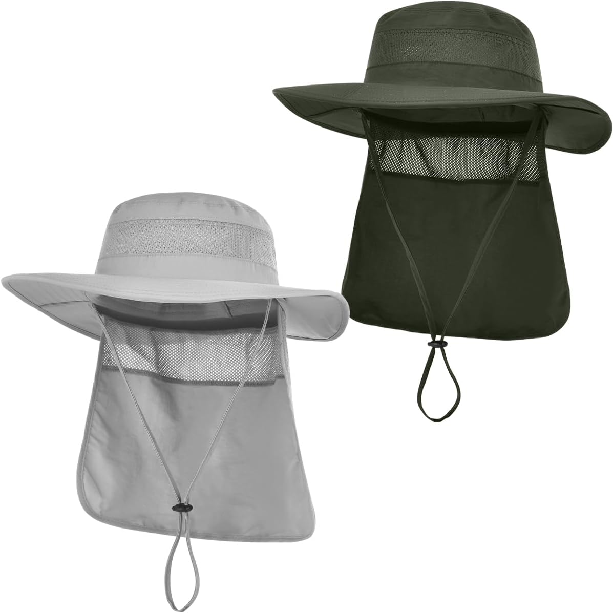 Men&Women Foldable Outdoor Sun Hat with Packable Neck Flap, UV Sun Protection Wide Brim Safari Cap