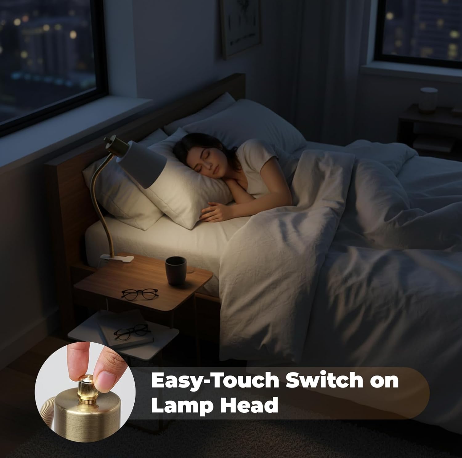 LALISU Desk lamp Eye-Caring Table Lamps 360°Rotation Gooseneck Clip on Lamp