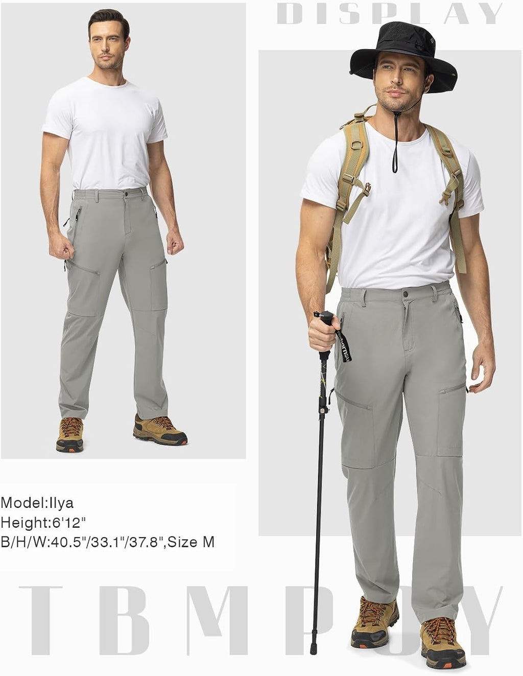 TBMPOY Mens Hiking Pants Lightweight Water Resistant Travel Outdoor Fishing