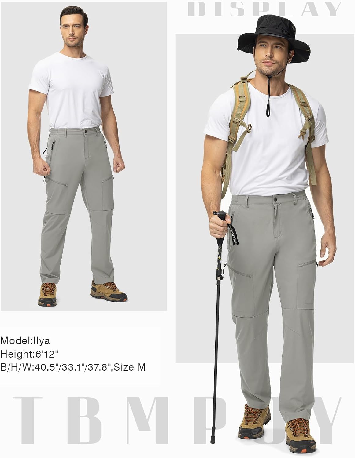 TBMPOY Mens Hiking Pants Lightweight Water Resistant Travel Outdoor Fishing