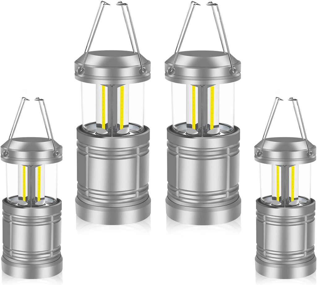 LED Camping Lantern, Battery Powered Hanging Lantern for Outdoor Camping Emergency Power Outages, 4 Pack