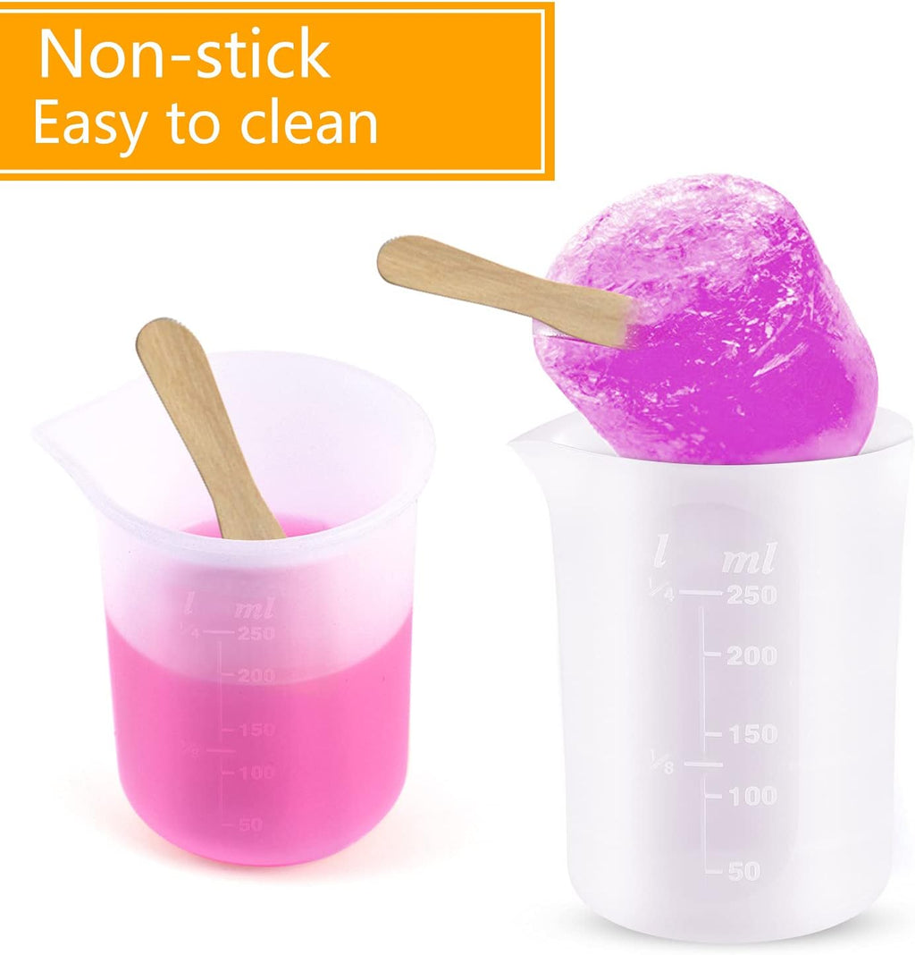 Coopay 250 ml Silicone Measuring Cups for Resin Non-Stick Mixing Cups Glue Tools, Precise Scale for for Resin DIY Craft Jewelry Making, 6 PCS